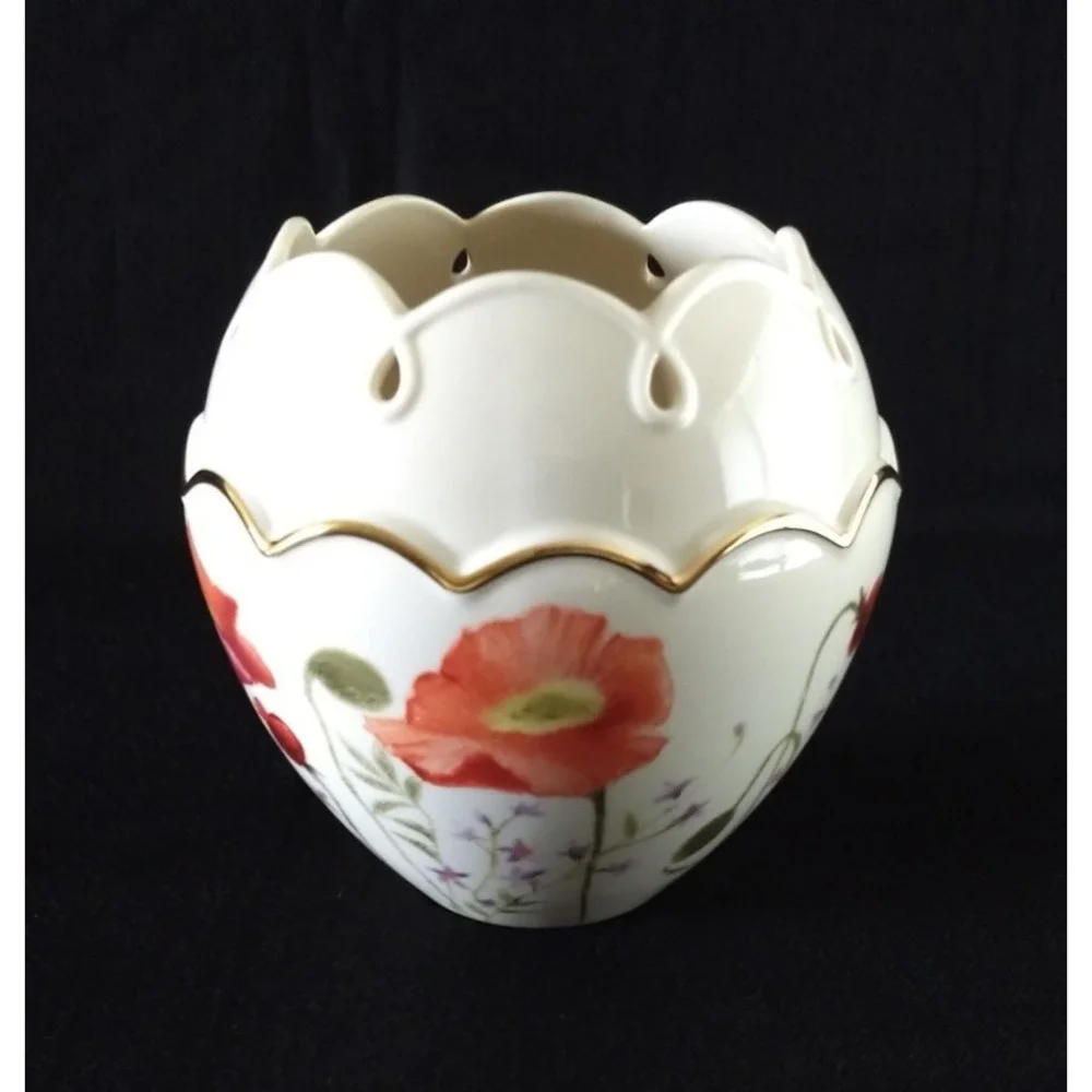Lenox Poppies on Pink Vase Collection Hand Painted‎ 24K Gold Trim BRAND NEW